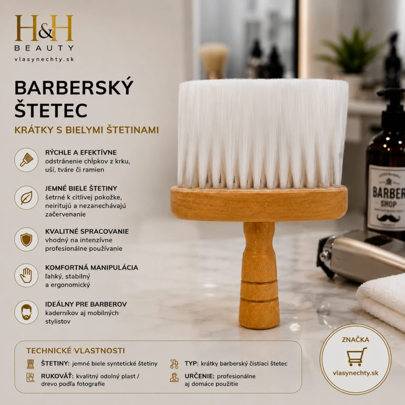 BARBERSKÝ ŠTETEC KRÁTKY S BIELYMI ŠTETINAMI