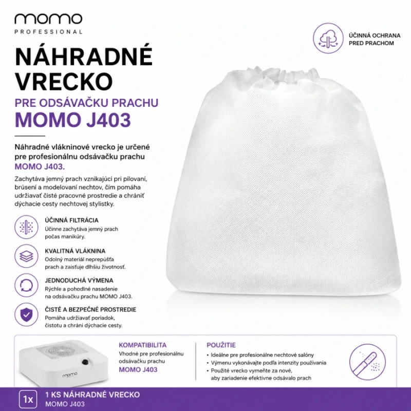 NÁHRADNÉ VRECKO NA ODSÁVAČKU PRACHU NA NECHTY MOMO J403 3