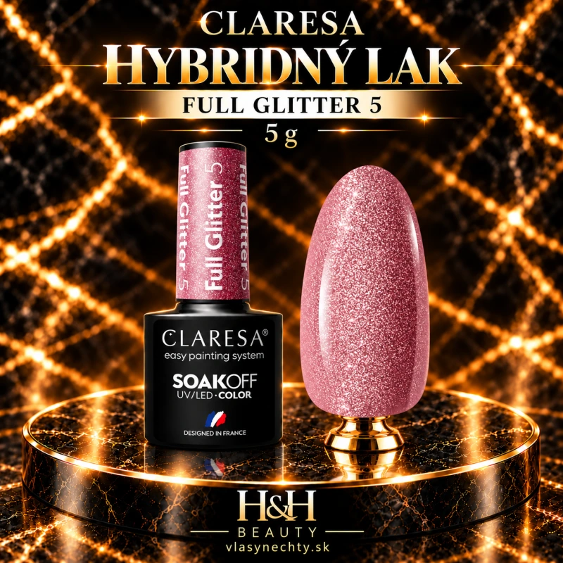 CLARESA Hybridný lak FULL GLITTER 5 -5g