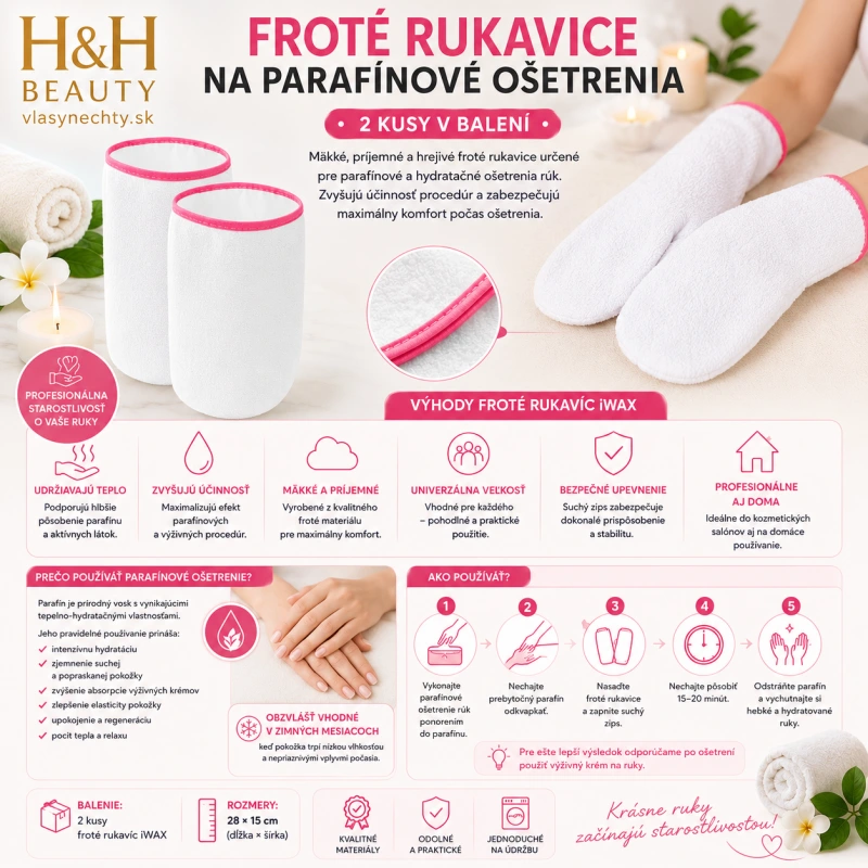 iWAX FROTÉ RUKAVICE NA PARAFÍNOVÉ OŠETRENIA 2 KS.