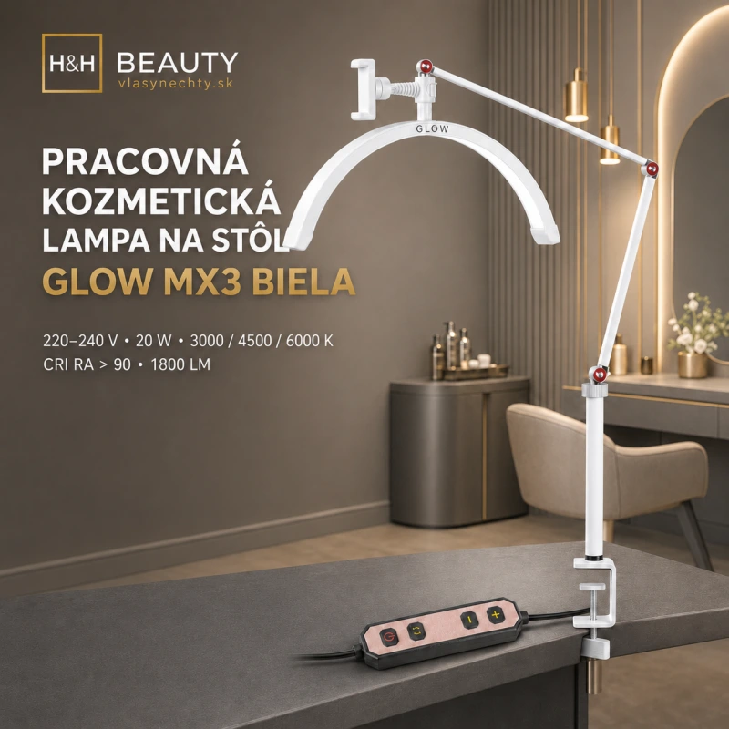 PRACOVNÁ KOZMETICKÁ LAMPA NA STôL Glow MX3 BIELA