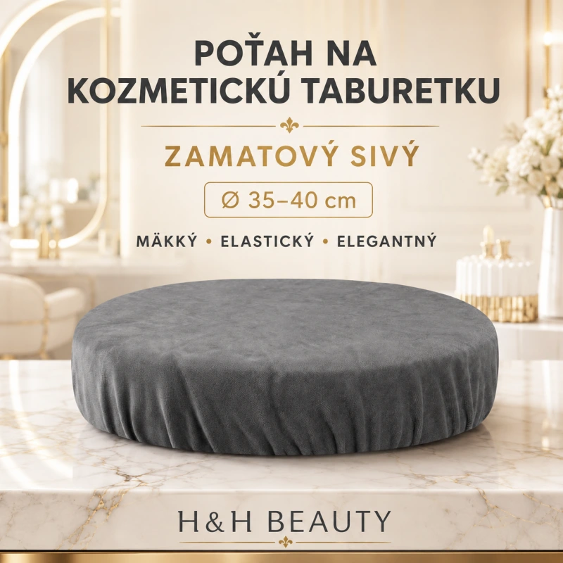 POŤAH NA KOZMETICKÚ TABURETKU ZAMATOVÝ ŠEDÝ
