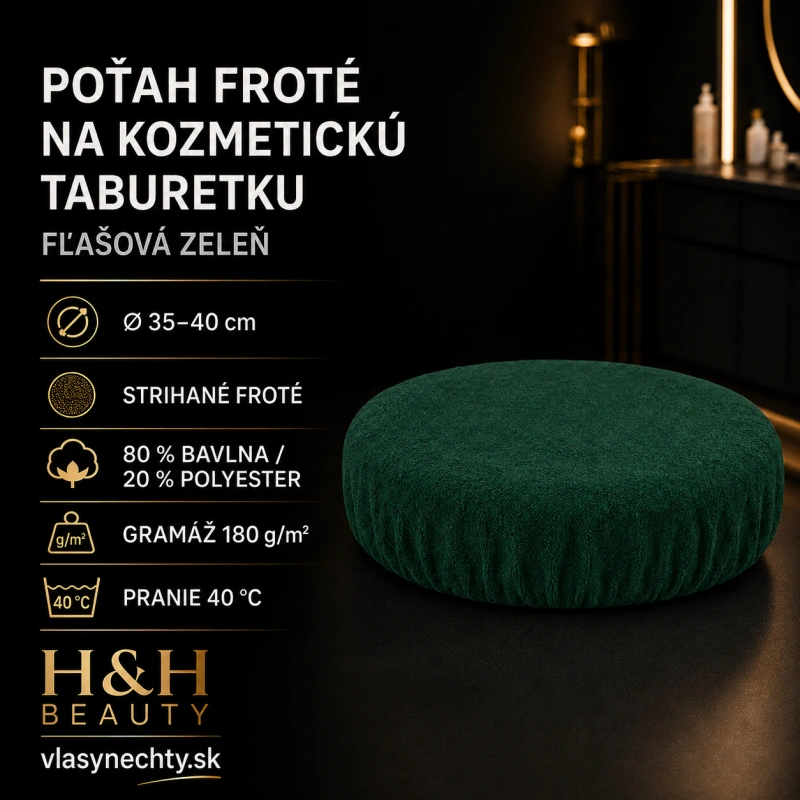 POŤAH NA KOZMETICKÚ TABURETKU FROTE FĽAŠOVÁ ZELEŇ