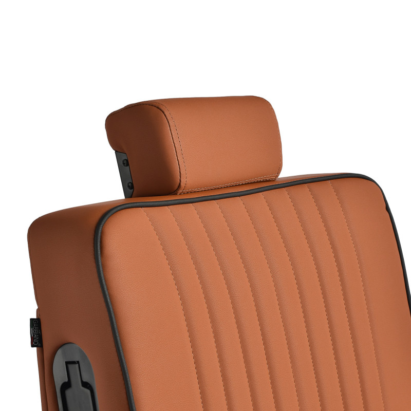 Barberskekreslo Gabbiano Levi, hnedé s čiernym rámom, bez prešívania na operadle 9