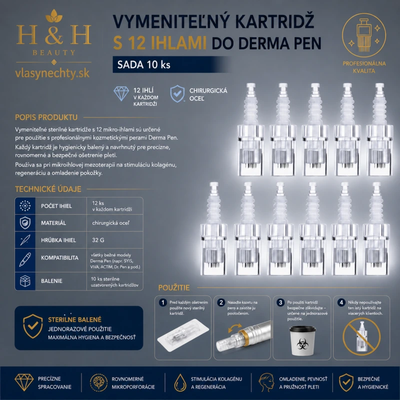 VYMENITEĽNÝ KARTRIDŽ S 12 IHLAMI DO DERMA PEN 10 KS