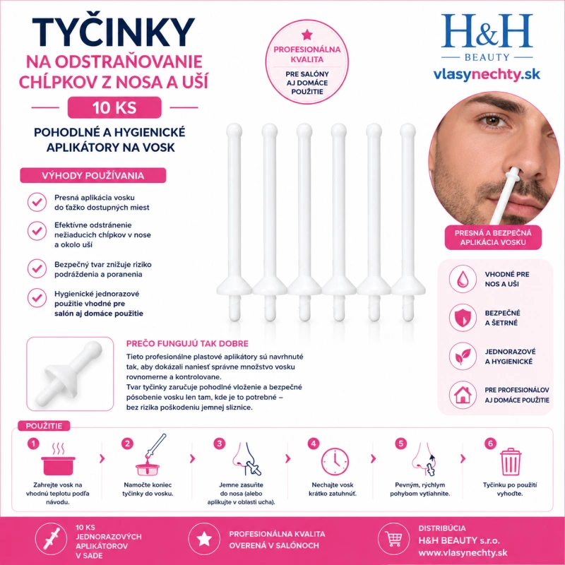 Tyčinky na odstraňovanie chĺpkov z nosa a uší, 10 ks.