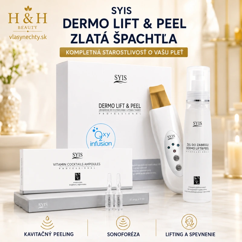 SYIS KOZMETICKÝ PRÍSTROJ DERMO LIFT & PEEL ZLATÁ ŠPACHTLA + KOZMETIKA SYIS