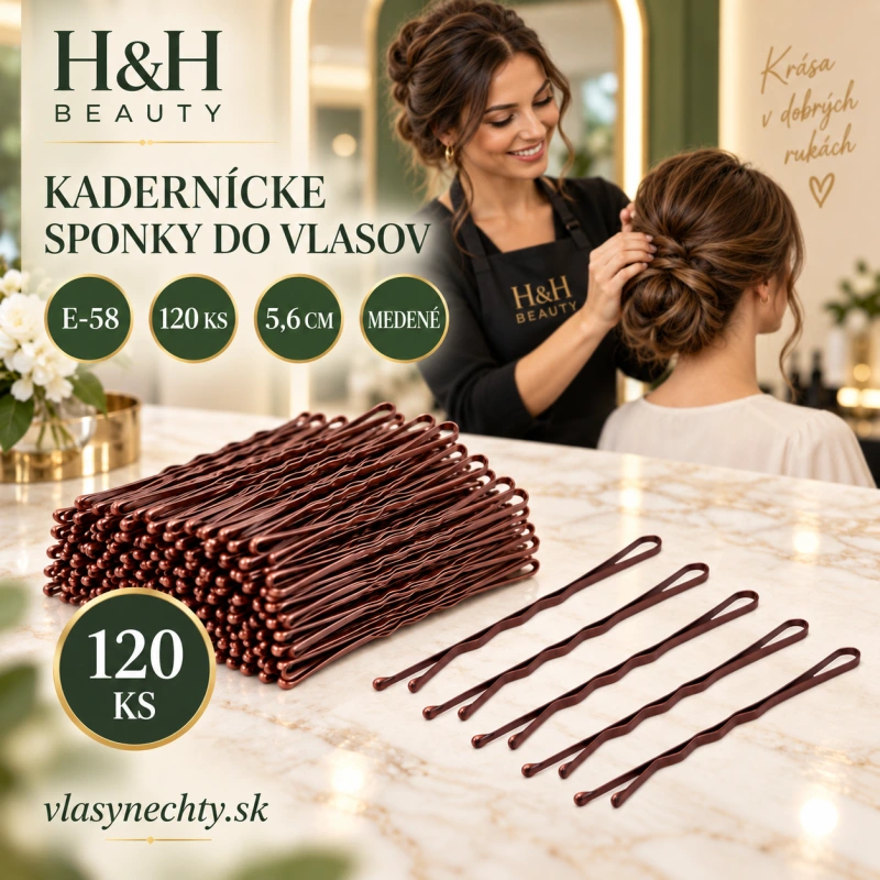 KADERNÍCKE SPONKY DO VLASOV E-58 120 KS 5,6CM MEDENÉ