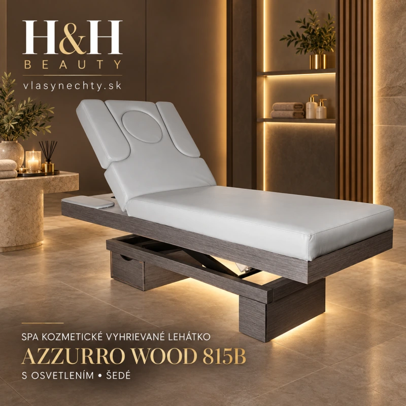 SPA KOZMETICKÉ VYHRIEVANÉ LEHÁTKO AZZURRO WOOD 815B S OSVETLENÍM ŠEDÉ