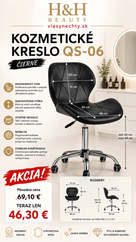 KOZMETICKÉ KRESLO QS-06 čierne 8