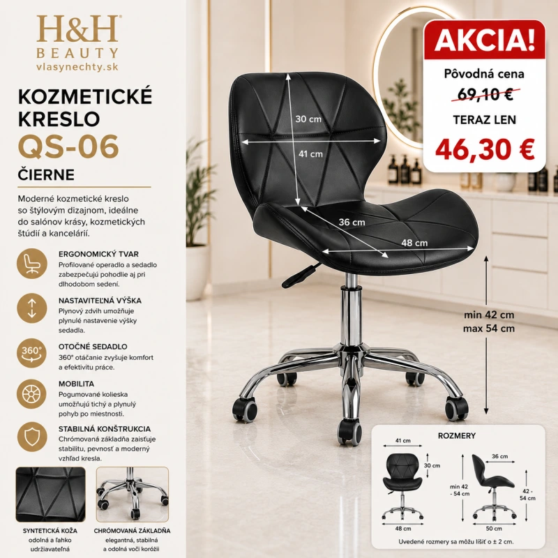 KOZMETICKÉ KRESLO QS-06 čierne
