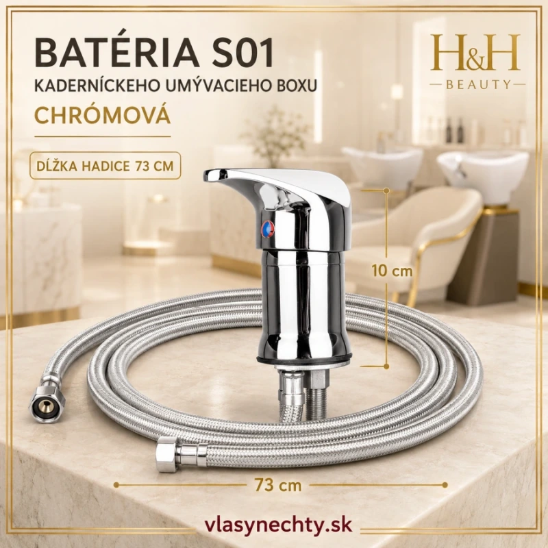 BATÉRIA KADERNÍCKEHO UMÝVACIEHO BOXU CHROM S01 - Dĺžka hadice 73 cm