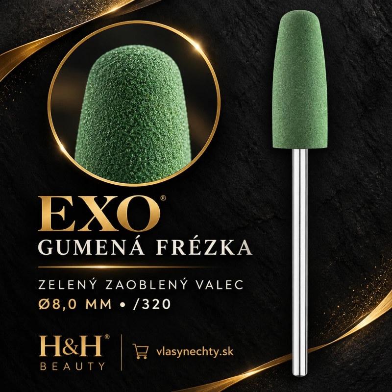 EXO GUMENÁ FRÉZKA NA NECHTY ZELENÝ ZAOBLENÝ VÁLEC Ø8,0MM /320