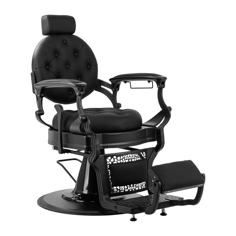 Barberské kreslo Gabbiano Niccolo čierny s čiernou základňou