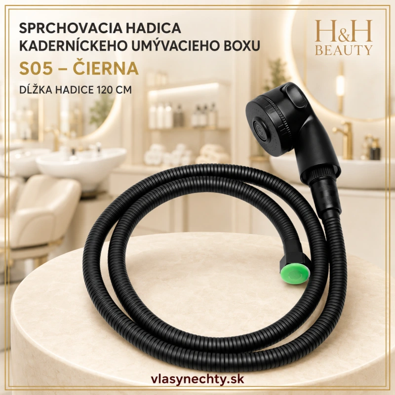 SPRCHOVACIA HADICA BATÉRIE KADERNÍCKEHO UMÝVACIEHO BOXU S05 – ČIERNA- Dĺžka hadice 120cm