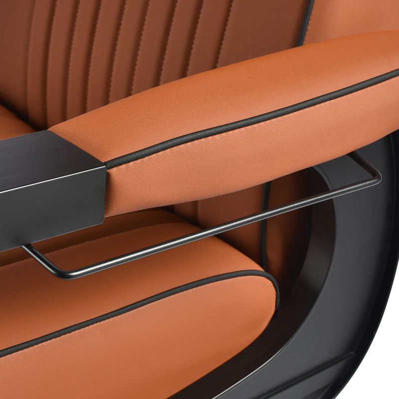 Barberskekreslo Gabbiano Levi, hnedé s čiernym rámom, bez prešívania na operadle 12