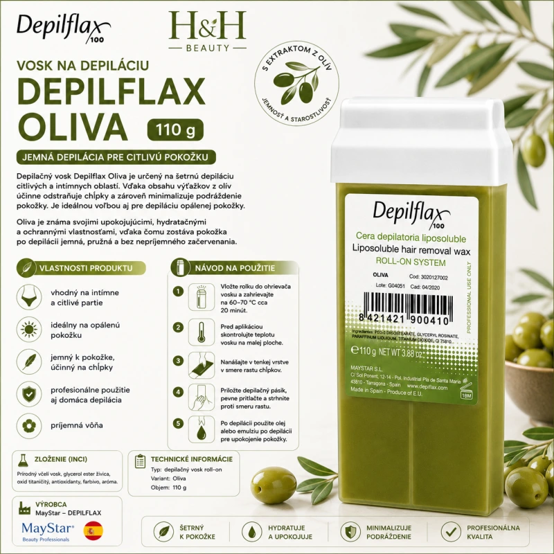 VOSK NA DEPILÁCIU ROLKA DEPILFLAX OLIVA 110 g