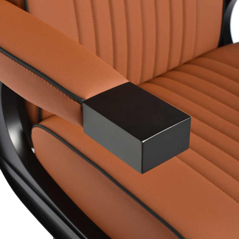 Barberskekreslo Gabbiano Levi, hnedé s čiernym rámom, bez prešívania na operadle 8