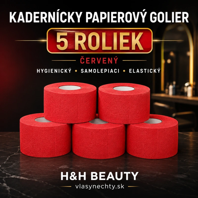 Papierový kadernícky golier5 ks červený.