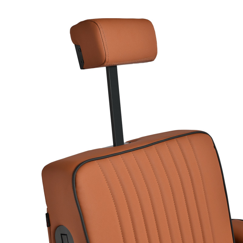 Barberskekreslo Gabbiano Levi, hnedé s čiernym rámom, bez prešívania na operadle 10