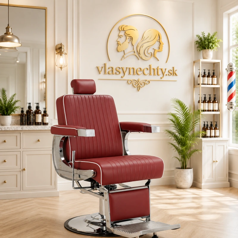 BARBERSKE KRESLO GABBIANO VISIONERIO červený, chrómový rám