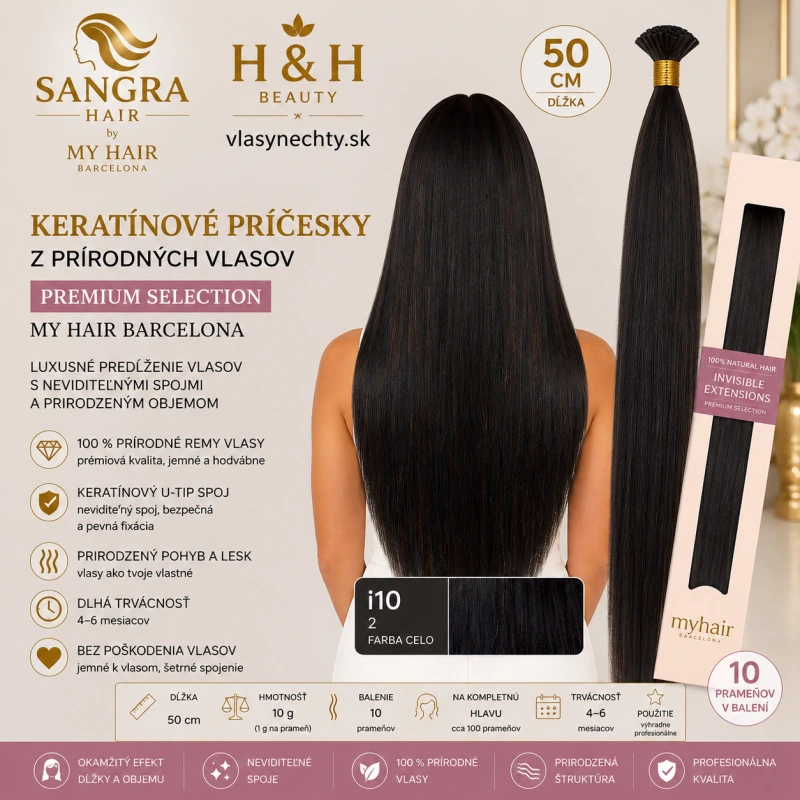 i10 Keratínové príčesky z prírodných vlasov 50 cm – My Hair Barcelona FARBA 2