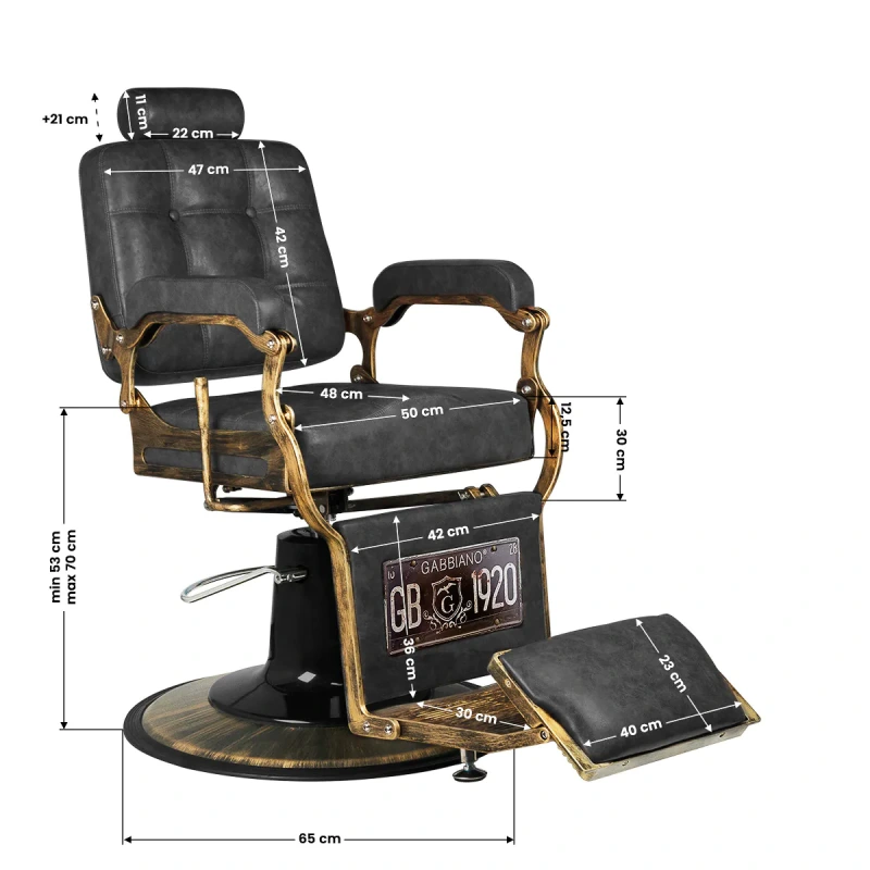 BARBERSKE KRESLO GABBIANO BOSS HD OLD LEATHER ČIERNE 1
