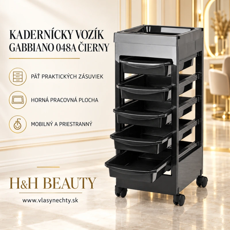 KADERNÍCKY VOZÍK GABBIANO 048A čierny