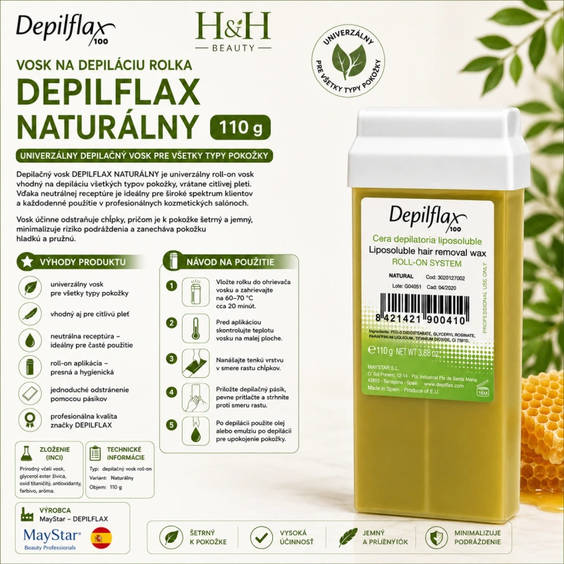 VOSK NA DEPILÁCIU ROLKA DEPIFLAX NATURÁLNY 110 g