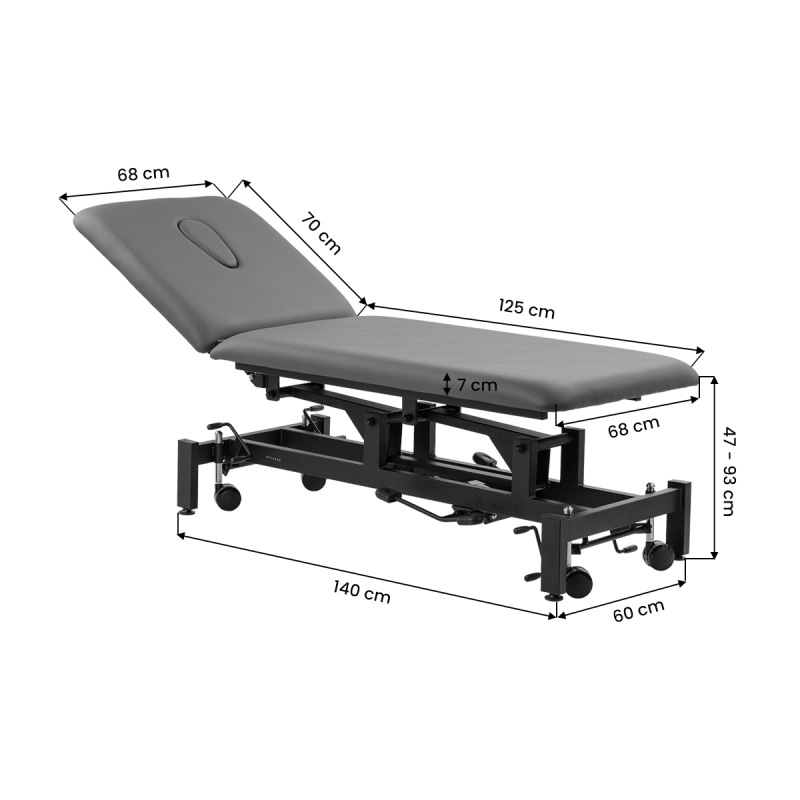 Hydraulický rehabilitačný stôl na masáž a fyzioterapiu Balance Solidum 5 sivý 12