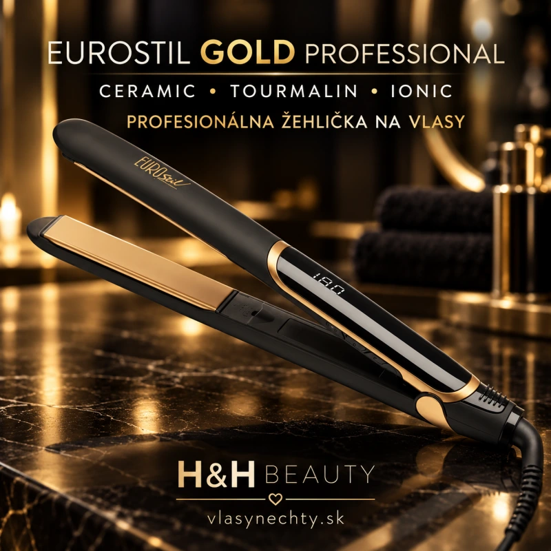 EUROSTIL GOLD PROFESSIONAL CERAMIC TOURMALIN IONIC – Profesionálna žehlička na vlasy