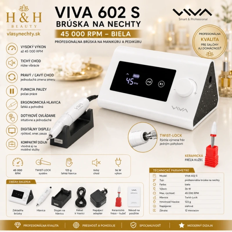 VIVA 602 S – Brúska na nechty 45 000 RPM biela 13