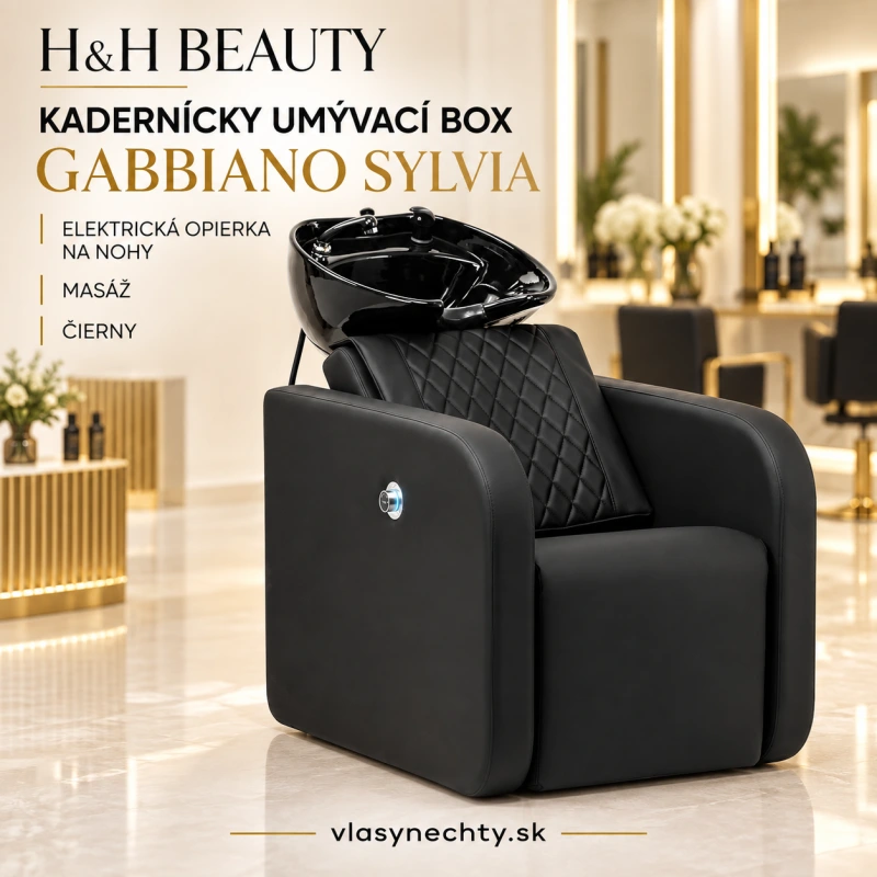 KADERNÍCKY UMÝVACÍ BOX GABBIANO SYLVIA s elektrickou opierkou na nohy a masážou čierny