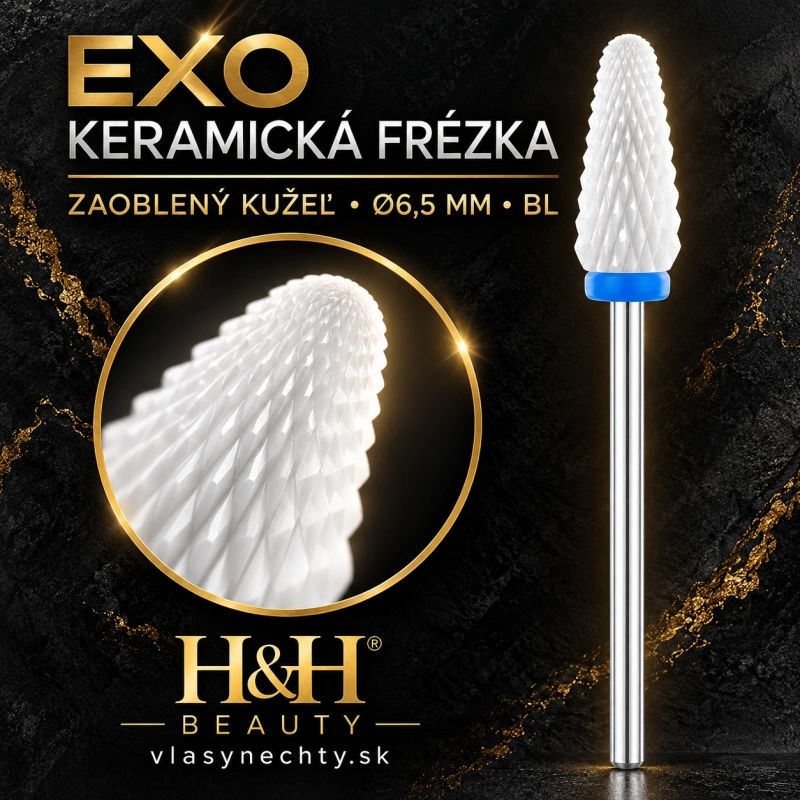 EXO KERAMICKÁ FRÉZKA NA NECHTY KUŽEĽ ZAOBLENÝ Ø6,5MM BL