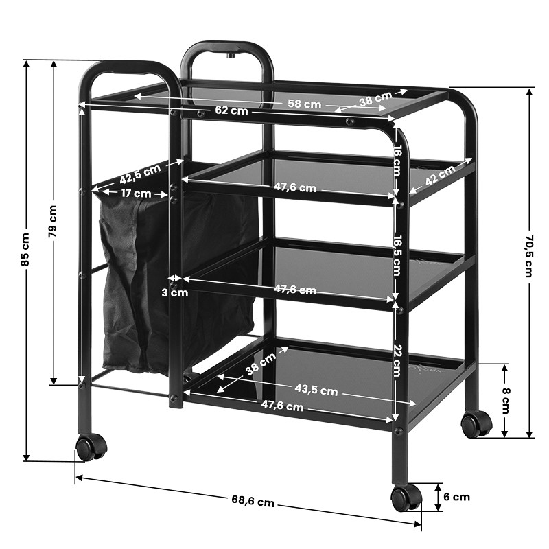 ASYSTOR PRO INK 1031 – KOVOVO-SKLENENÝ ASISTENT NA KOLESÁCH 1