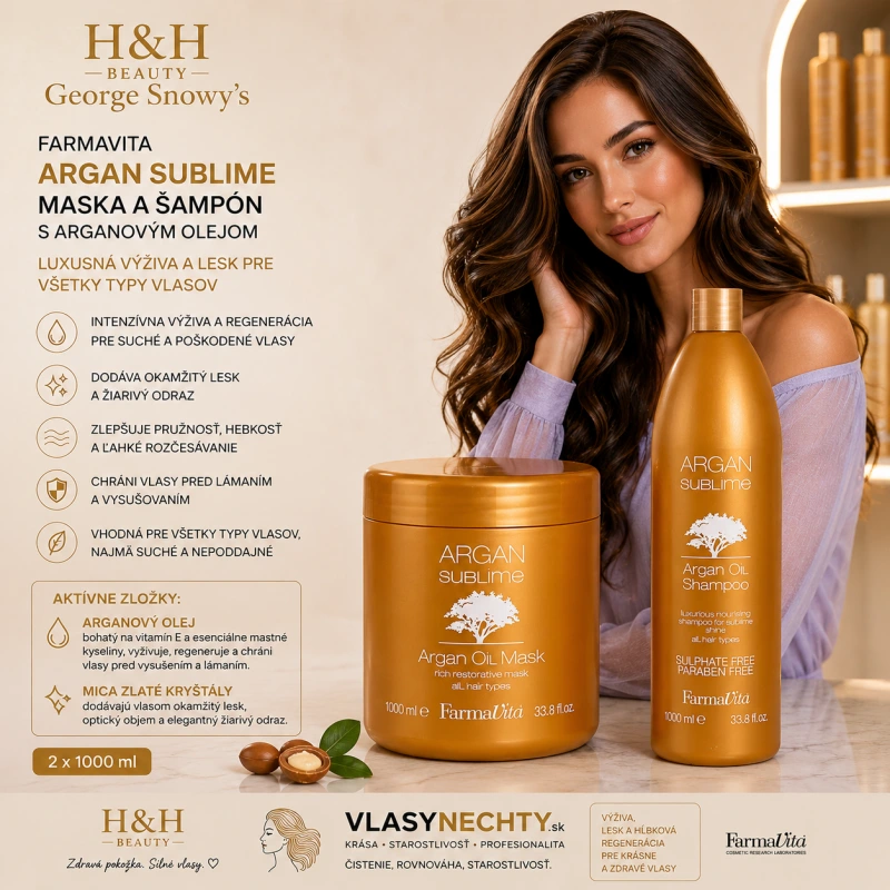 Farmavita ARGAN MASKA + Šampón S ARGANOVÝM OLEJOM 1000 + 1000 ml