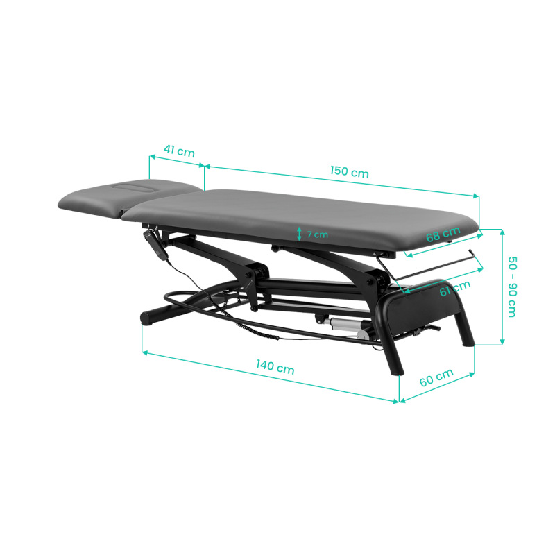 Elektrický rehabilitačný stôl na masáž a fyzioterapiu Balance Novus 2 sivý 14
