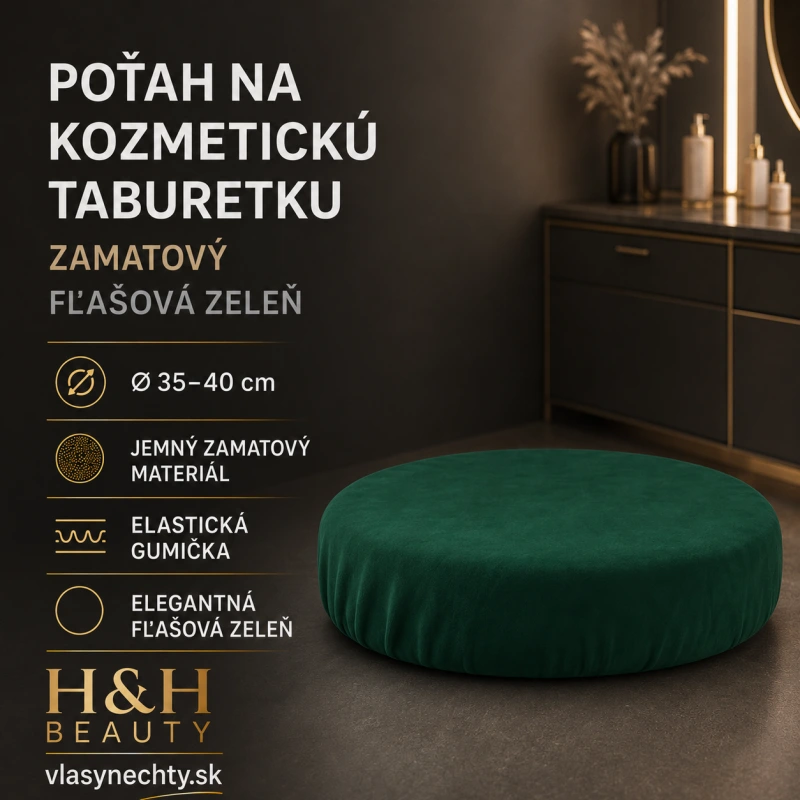 POŤAH NA KOZMETICKÚ TABURETKU ZAMATOVÝ FĽAŠOVÁ ZELEŇ