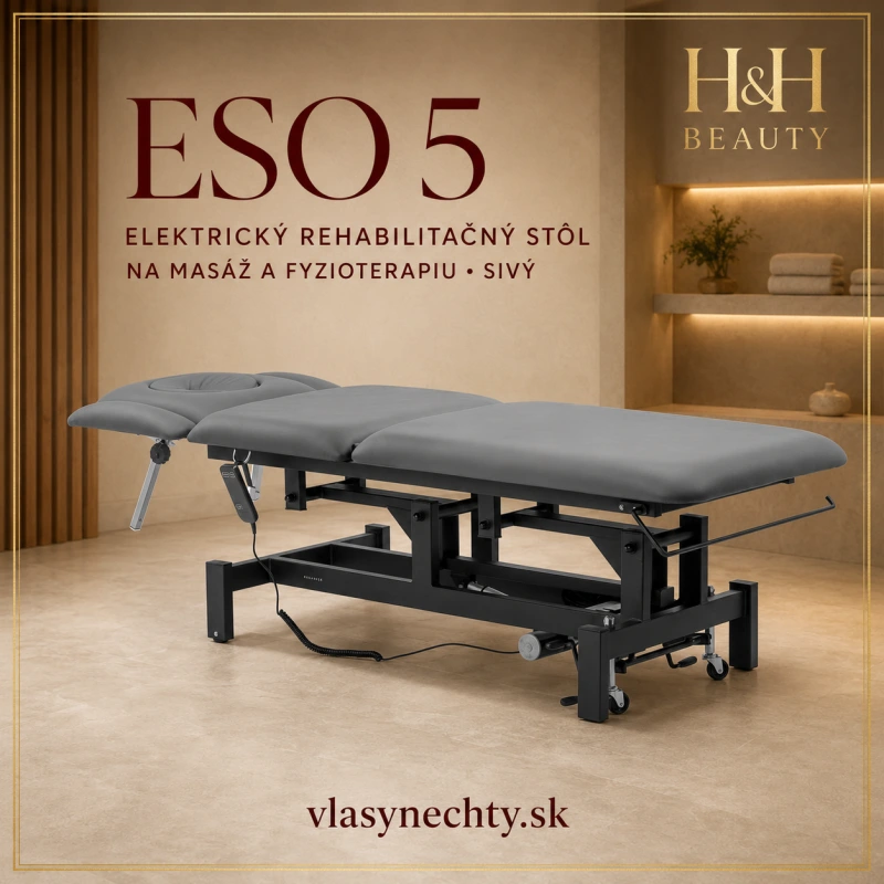 Elektrický rehabilitačný stôl na masáž a fyzioterapiu Eso 5 sivý