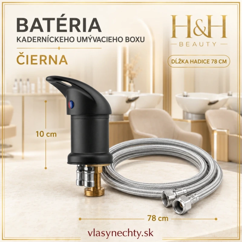 BATÉRIA KADERNÍCKEHO UMÝVACIEHO BOXU ČIERNA hadica 78 cm