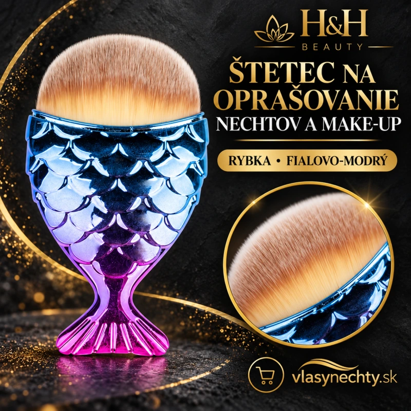 ŠTETEC NA OPRAŠOVANIE NECHTOV A MAKE UP RYBKA FIALOVO MODRÝ