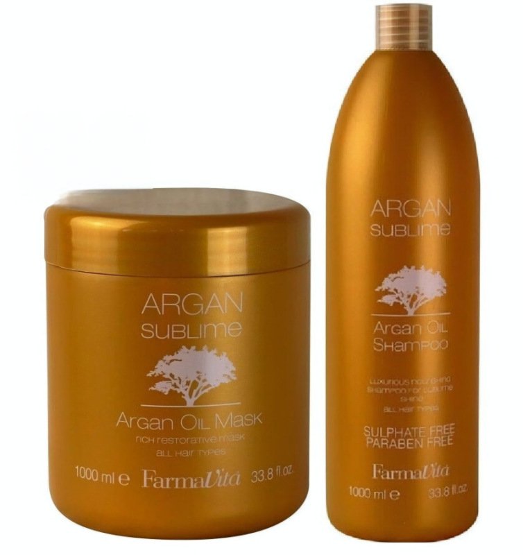 Farmavita ARGAN MASKA + Šampón S ARGANOVÝM OLEJOM 1000 + 1000 ml 1