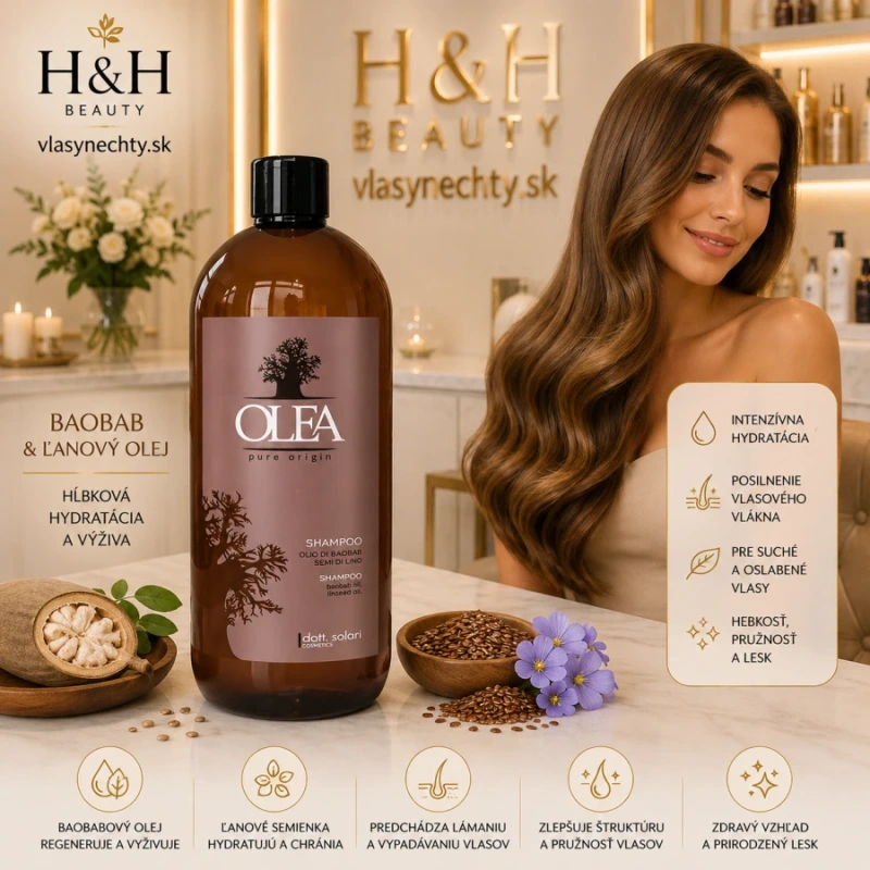 OLEA šampón na vlasy s boabab a Ľanovým olejom 1000 ml 2