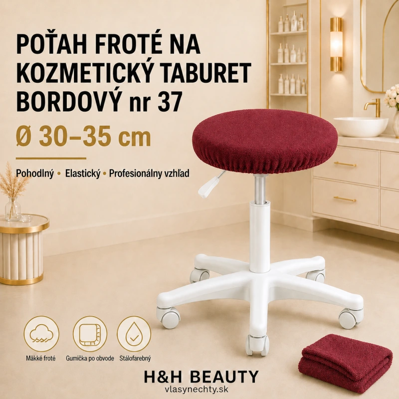 POŤAH FROTÉ NA KOZMETICKÝ TABURET BORDOVÝ nr 37