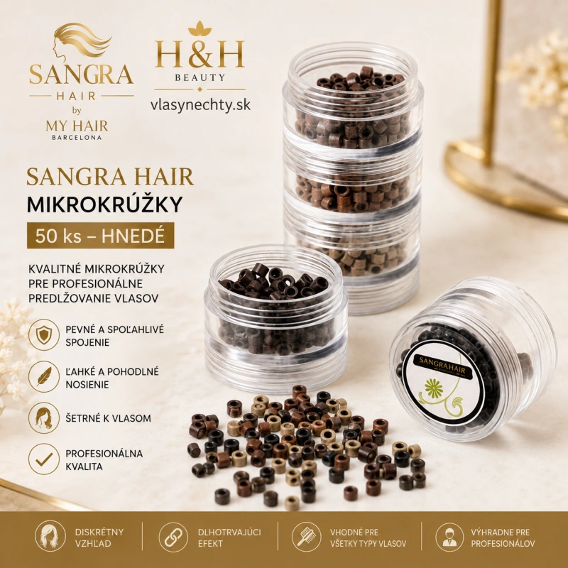 Mikrokružky SANGRA HAIR 50 ks HNEDÉ