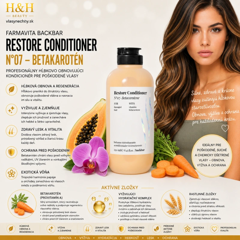 Farmavita BACKBAR RESTORE CONDITIONER Č.07 - BETACAROTENE 250ml