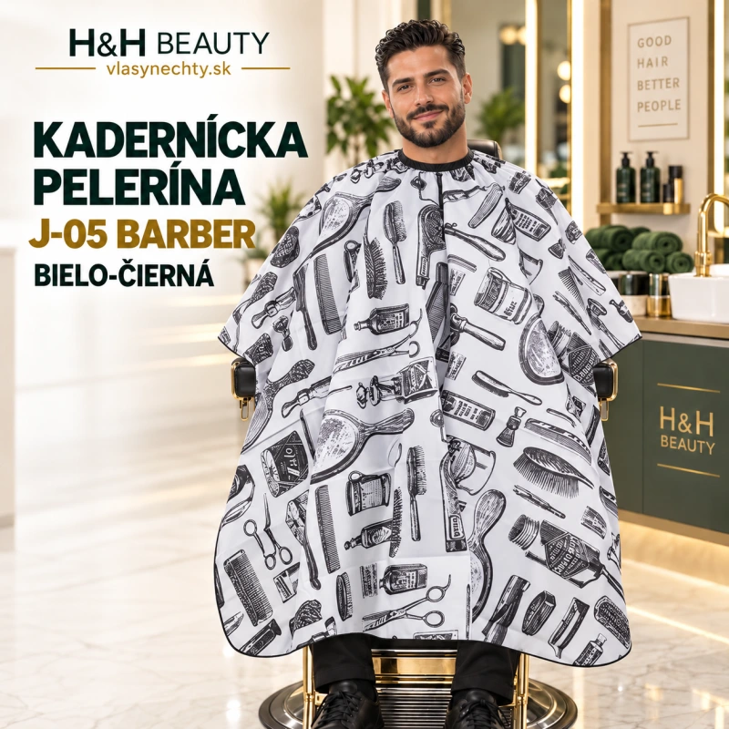 KADERNÍCKA PELERÍNA J-05 BARBER BIELO ČIERNÁ