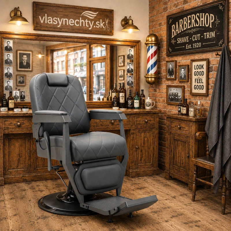 BARBERSKE KRESLO GABBIANO Bruno s grafitovým rámom Graphite