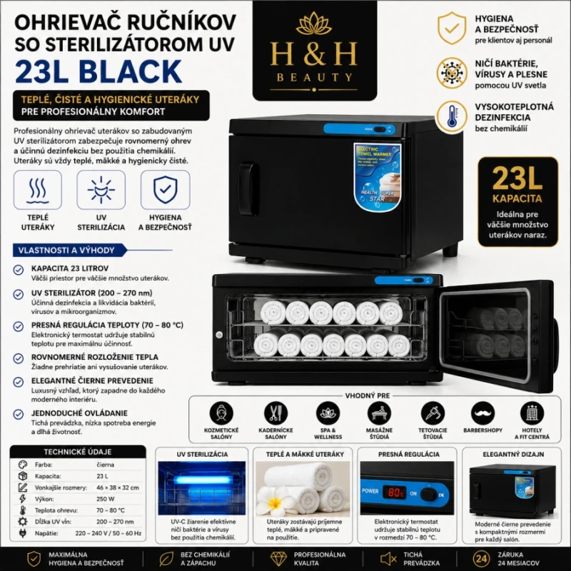 OHRIEVAČ RUČNÍKOV SO STERILIZÁTOROM UV 23L BLACK 5