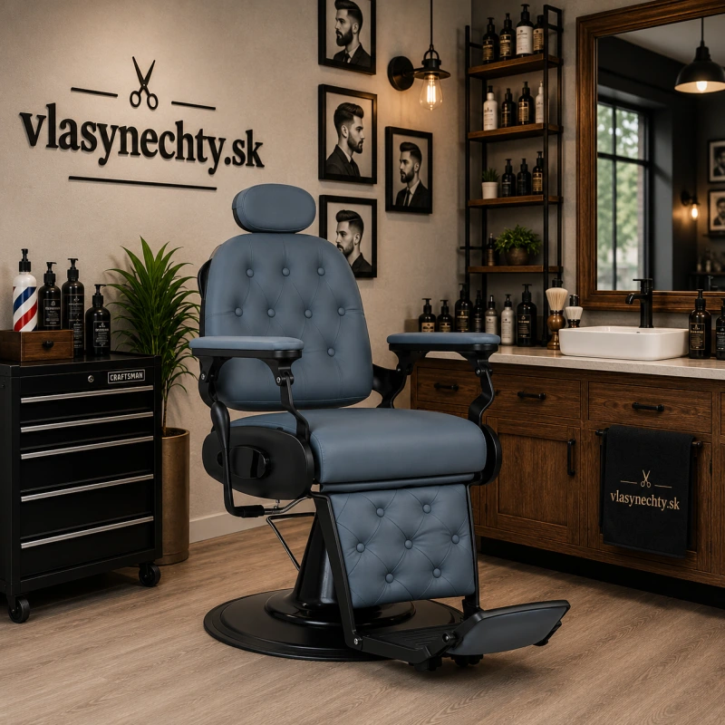 BARBERSKE KRESLO GABBIANO Francesco grafitove s čiernou základňou 2. trieda